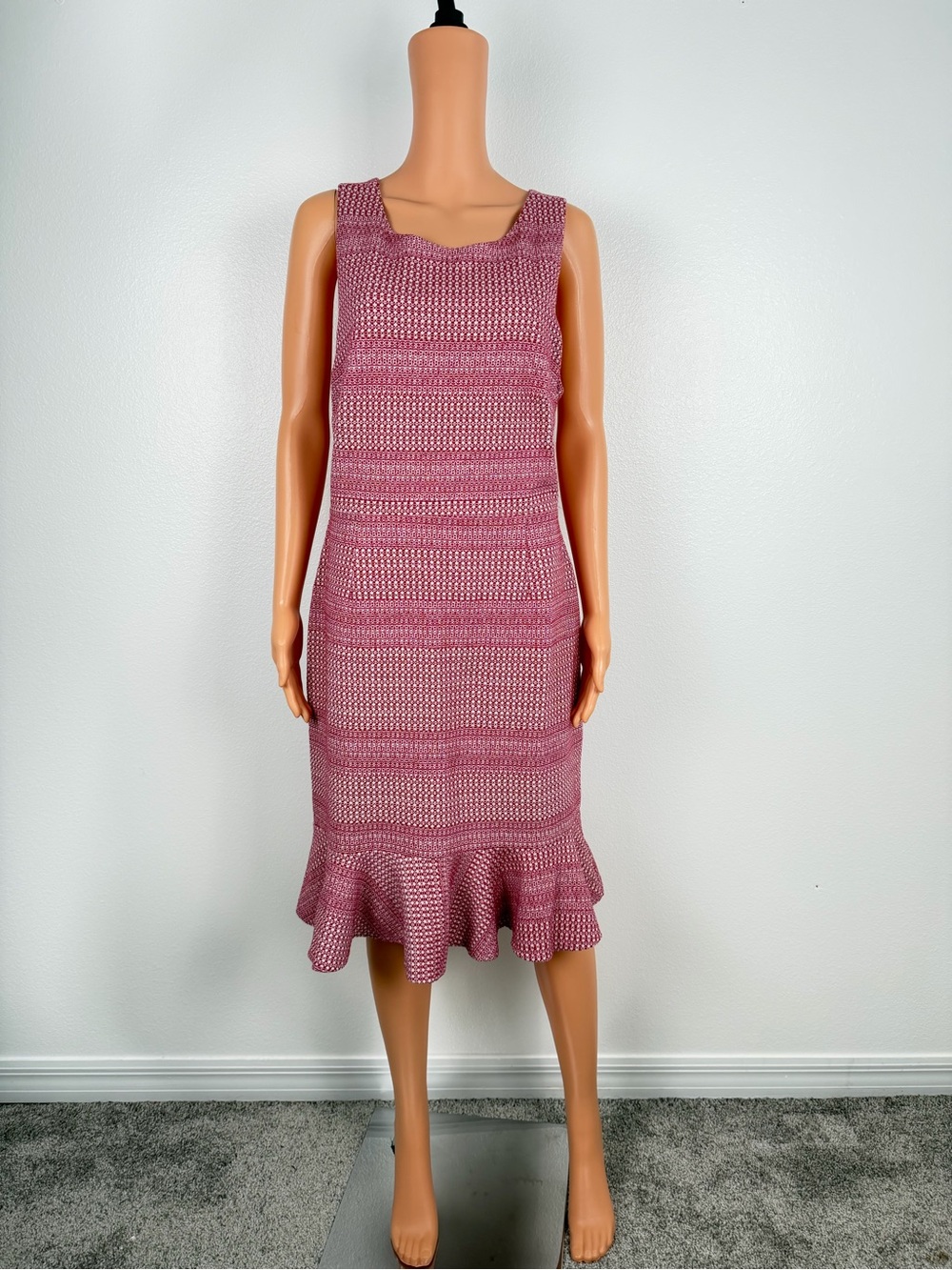 Banana Republic Jacquard-Knit Ruffled Hem Dress Cross-Back Sz 10